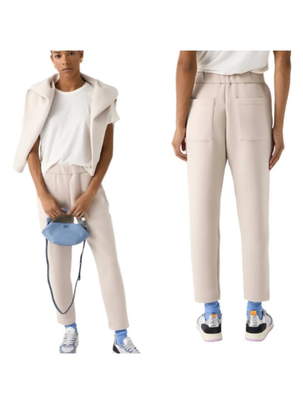 NEW Hunter Bell Women's Elastic Waistband Ankle Pants Beige Size: Extra Small